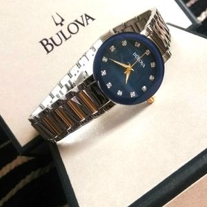 Nib Bulova Futuro blue dial ladies watch